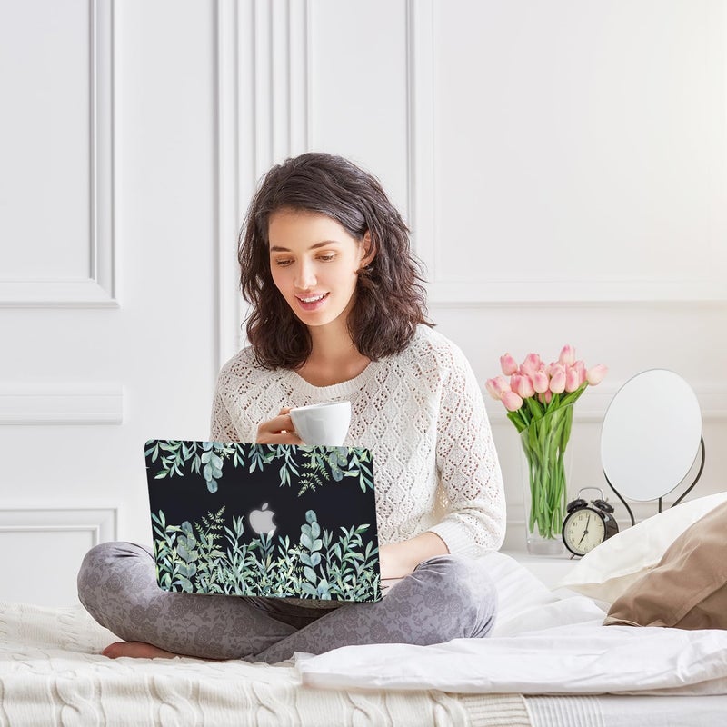iDonzon Case for MacBook Air 13 inch (Model: A1466 & A1369, 2010-2017 Release), 3D Effect Matte Black See Through Hard Cover & Keyboard Cover Compatible Older Version Mac Air 13.3 inch, Floral Pattern - Image 3